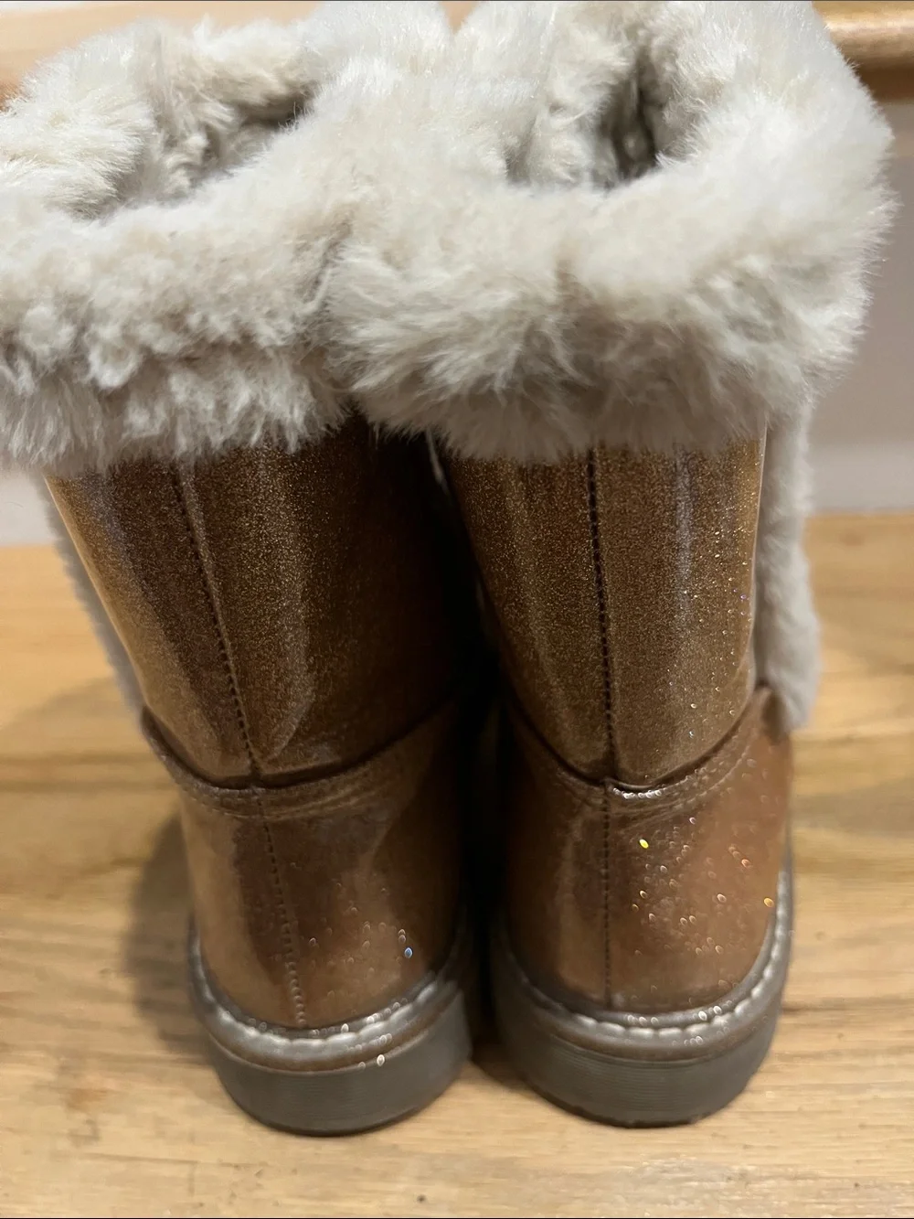 DV by Dolce Vita Kids Glitter Pink Gold Faux Fur Boots